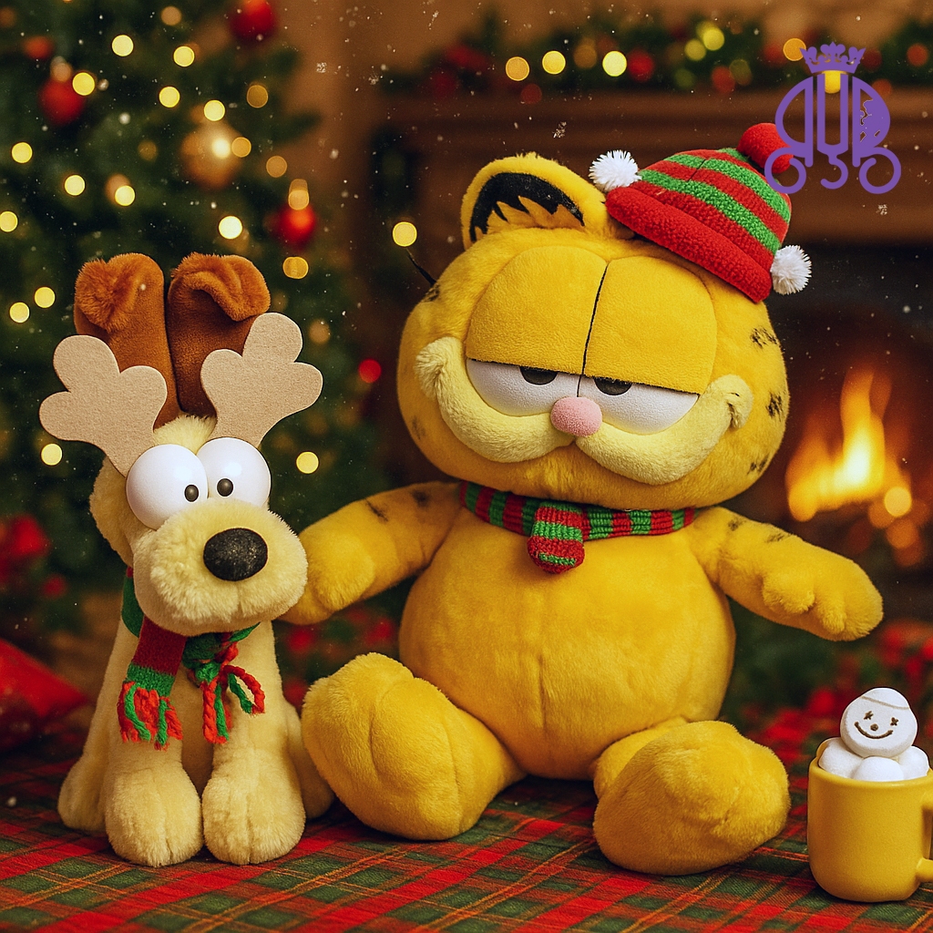 Boneka karakter Garfield dan guguk Odie