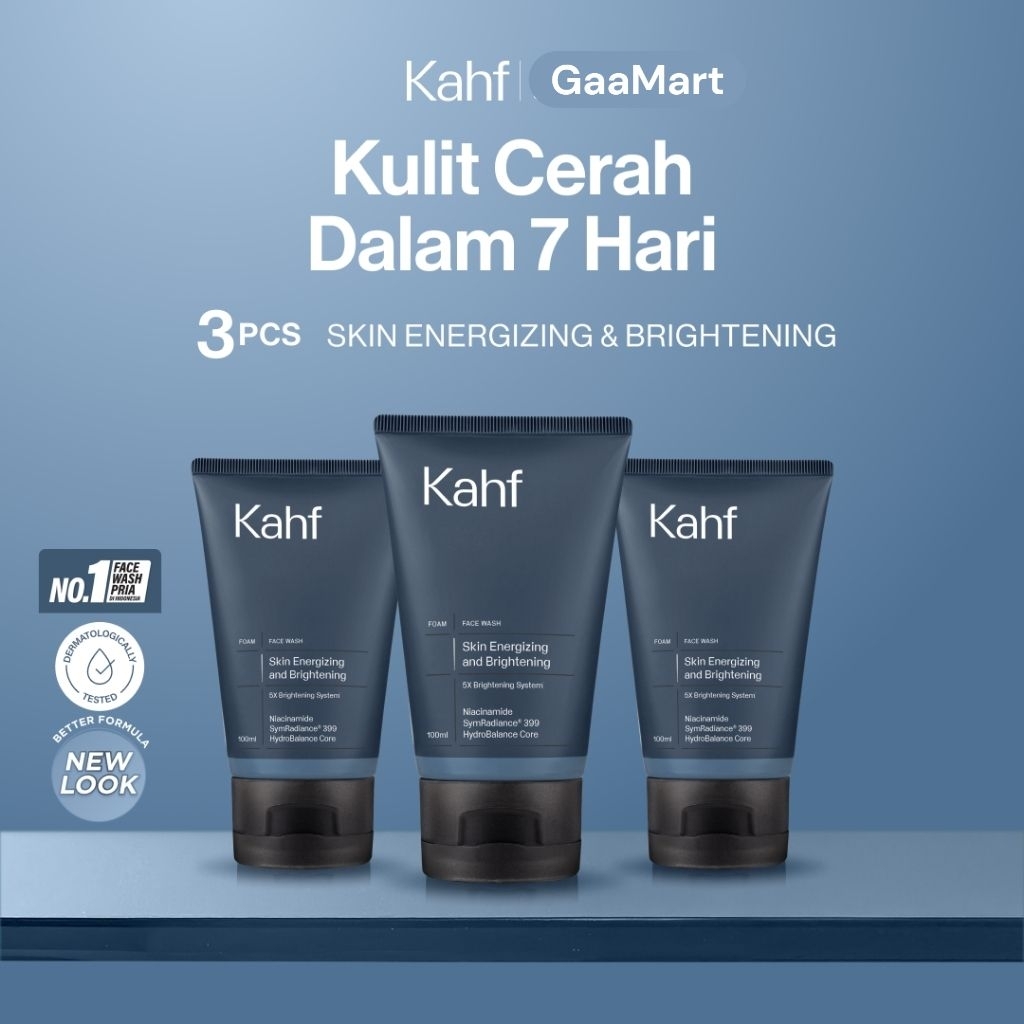 Kahf Face Wash Energizing Brightening 100ml Triple Pack – Pembersih Wajah Komedo & Kusam