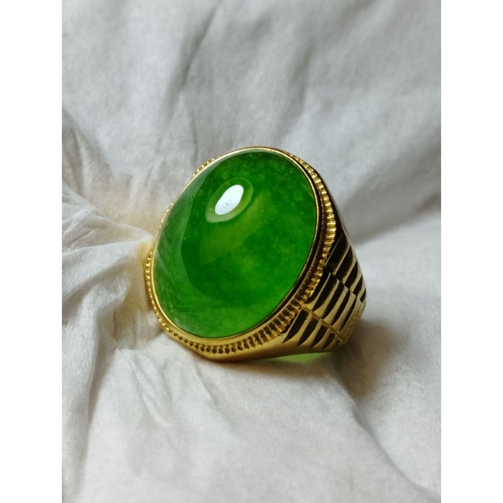 Cincin batu giok burma tipe c grit a natural glas