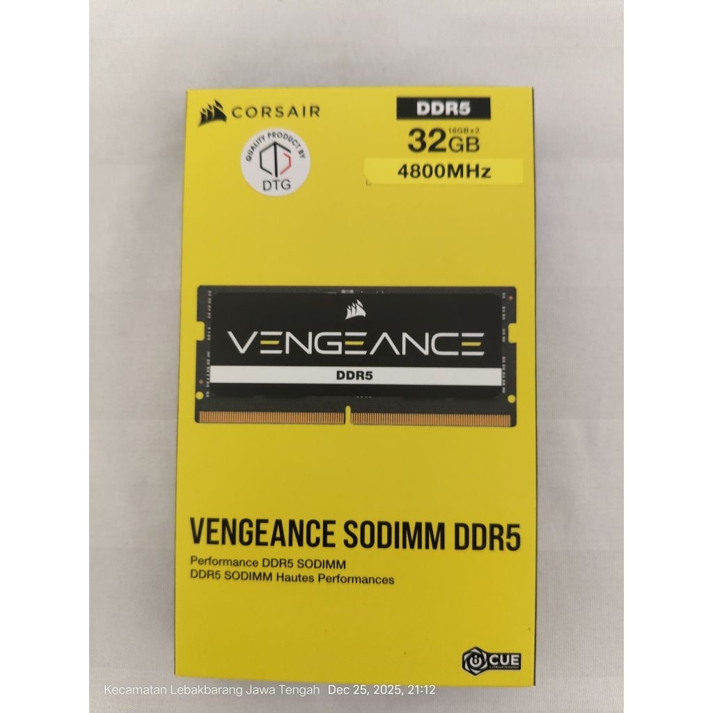 RAM LAPTOP SODIMM 2X16GB (32 GB  TOTAL) CORSAIR DUAL CHANNEL