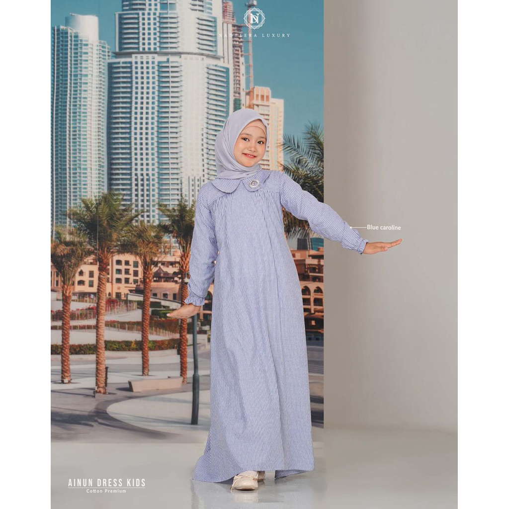 Nadheera Luxury Dress Ainun Kids - Gamis Anak Perempuan Bahan Katun Premium