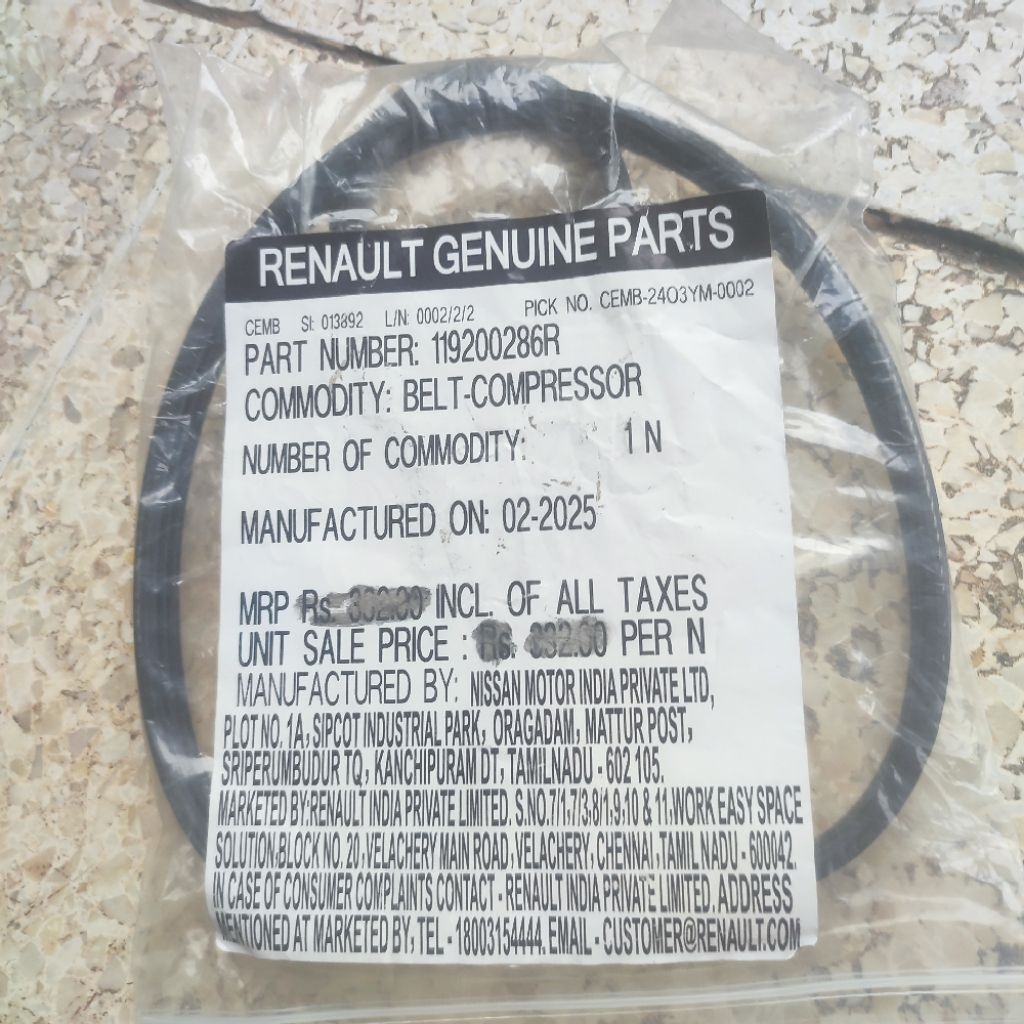 belt compressor renault triber