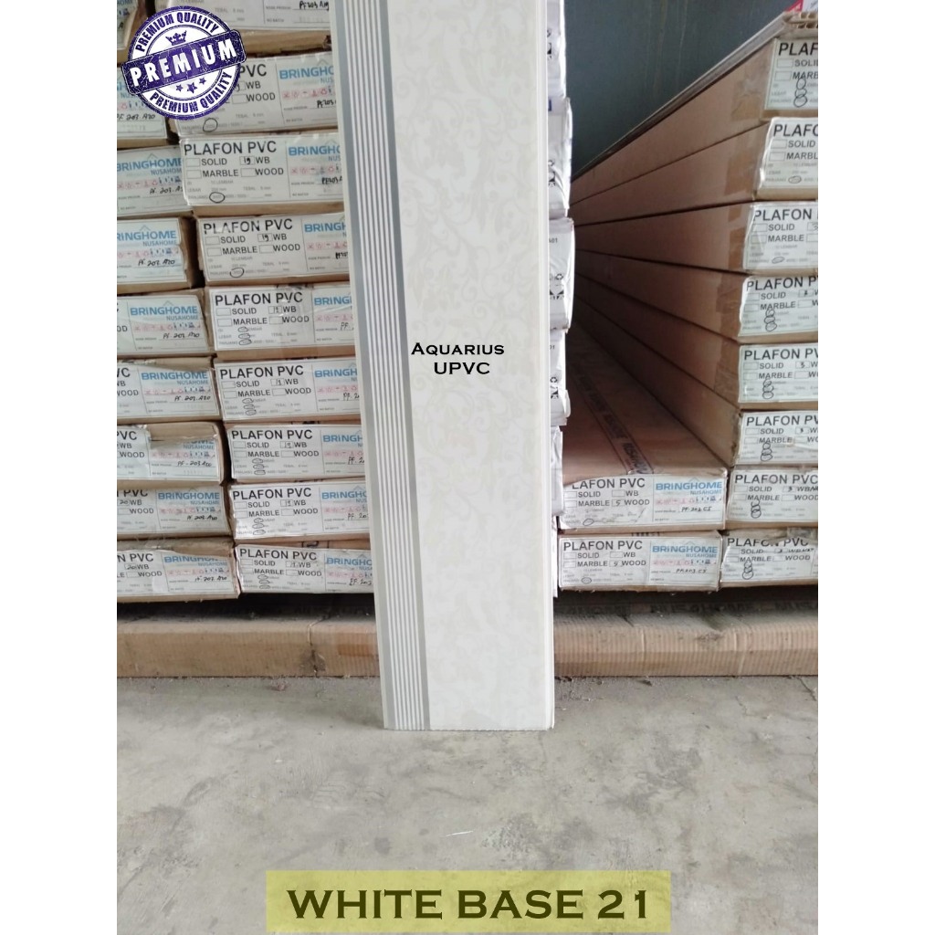 Plafon PVC Motif Putih White Base 21 Glossy Tebal 8mm Lebar 20cm Anti Air Rayap Kwalitas Premium