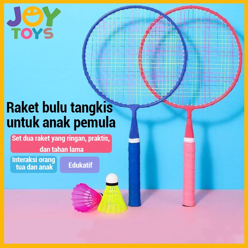 SET 2 PCS Mainan Raket Bulutangkis Anak Kecil Ringan Mudah Dibawa Handgrip Tas Raket dan Kok Nilon