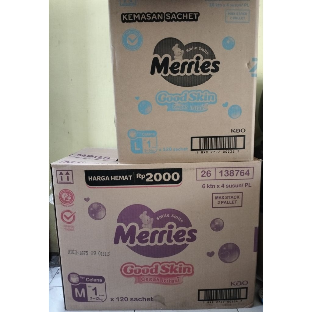 Pampers Merries Renceng Karton size M L XL