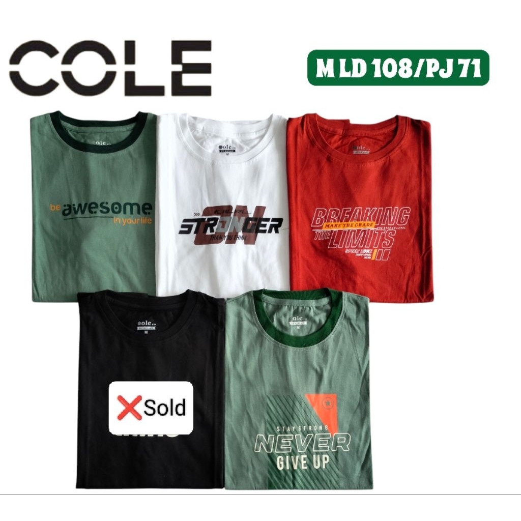 Kaos Oblong Cole Dewasa motif