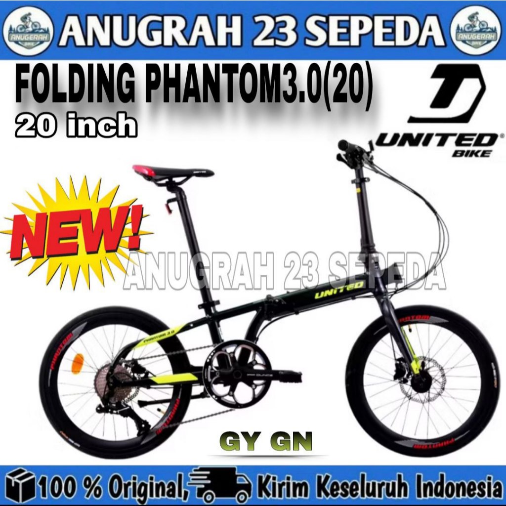 Sepeda Lipat UNITED PHANTOM 3.0 Alloy 10 Speed Rem Hidrolik