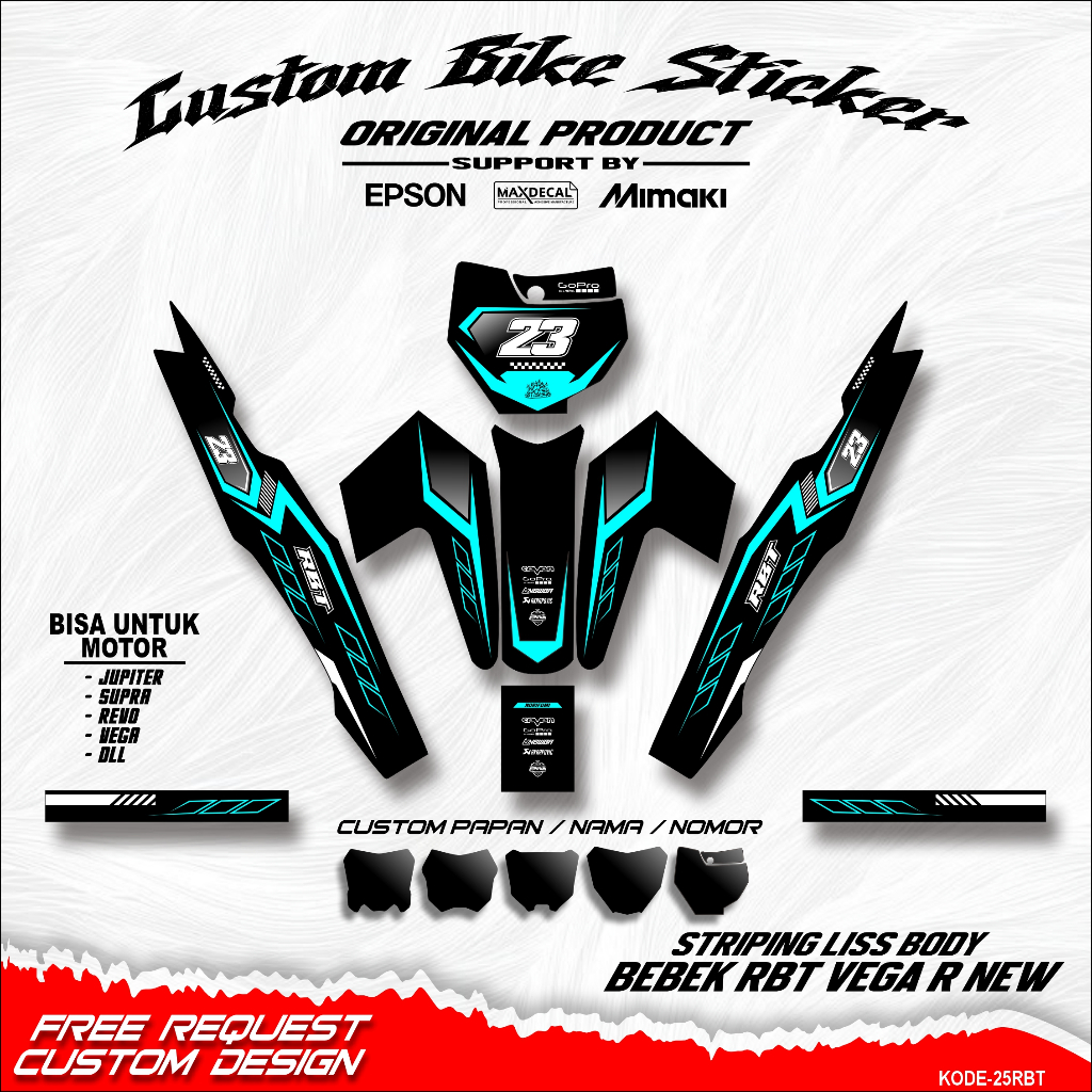 Sticker Striping Yamaha VEGA R NEW MOTOR RBT BEBEK MODIF/BEBEK CUSTOM RBT VIRAL MINIMALIS RAINBOW