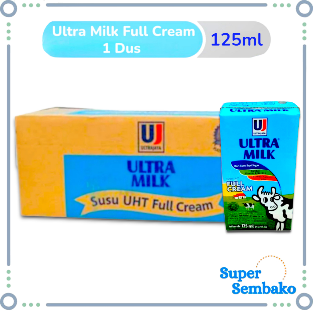 SUSU UHT ULTRA MILK FULL CREAM KECIL MINI 125ml 1 DUS KARTON ISI 40 PCS KOTAK GROSIR MURAH INSTANT