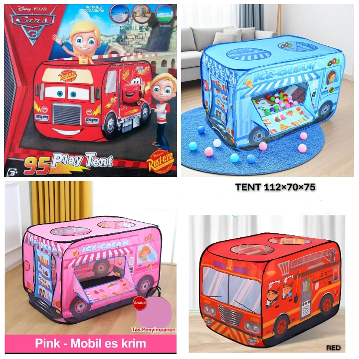 Tenda Anak Jual Jualan Es Krim Mobil Polisi Candy Cars Bus Sekolah Mainan Anak Model Pop Up Tent Bis