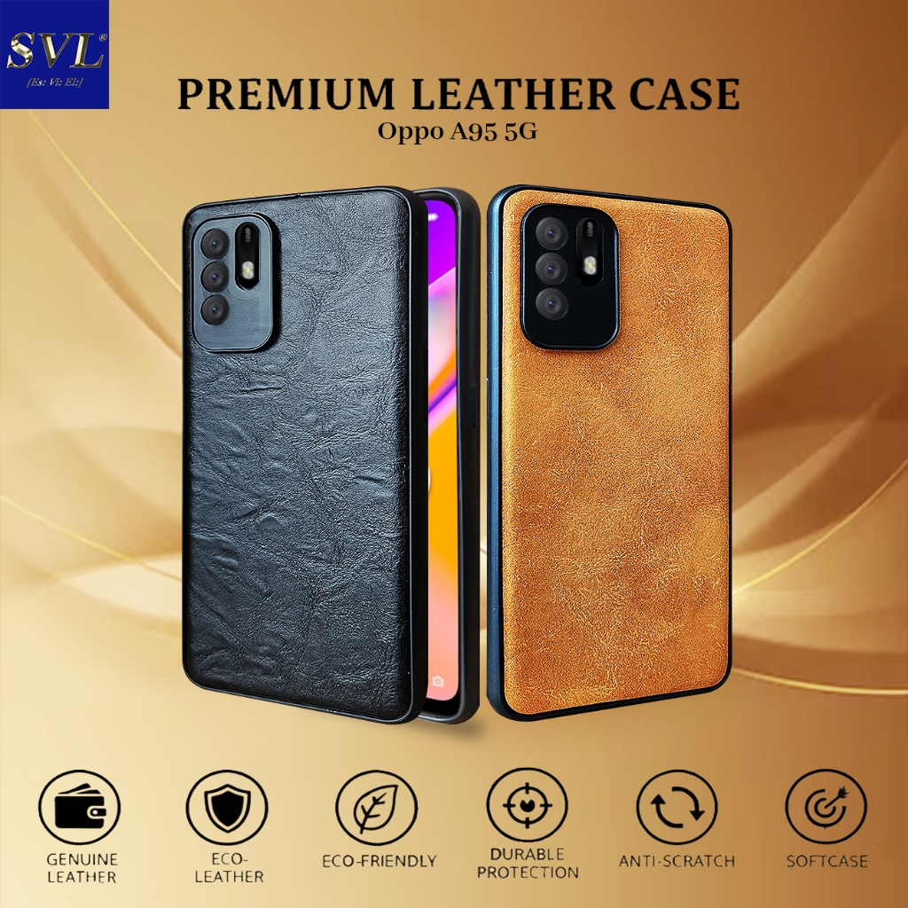Casing Oppo A95 5G Softcase PREMIUM Leather Slim Case Kulit