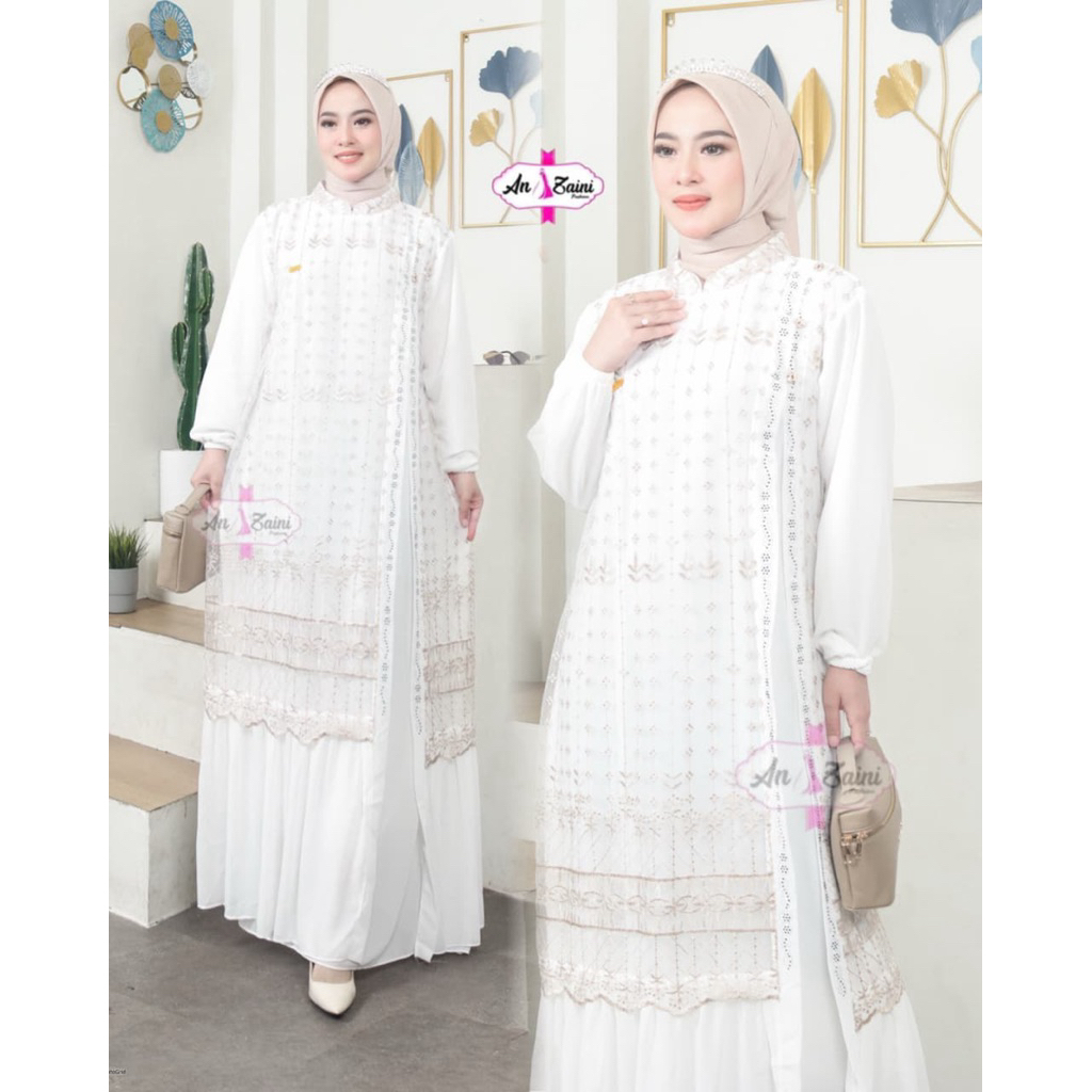 GAMIS Brokat Tile Premium | Gamis Ceruty Mix Brokat | Gamis Brokat Tile Terbaru 2025 | Gamis Brokat 