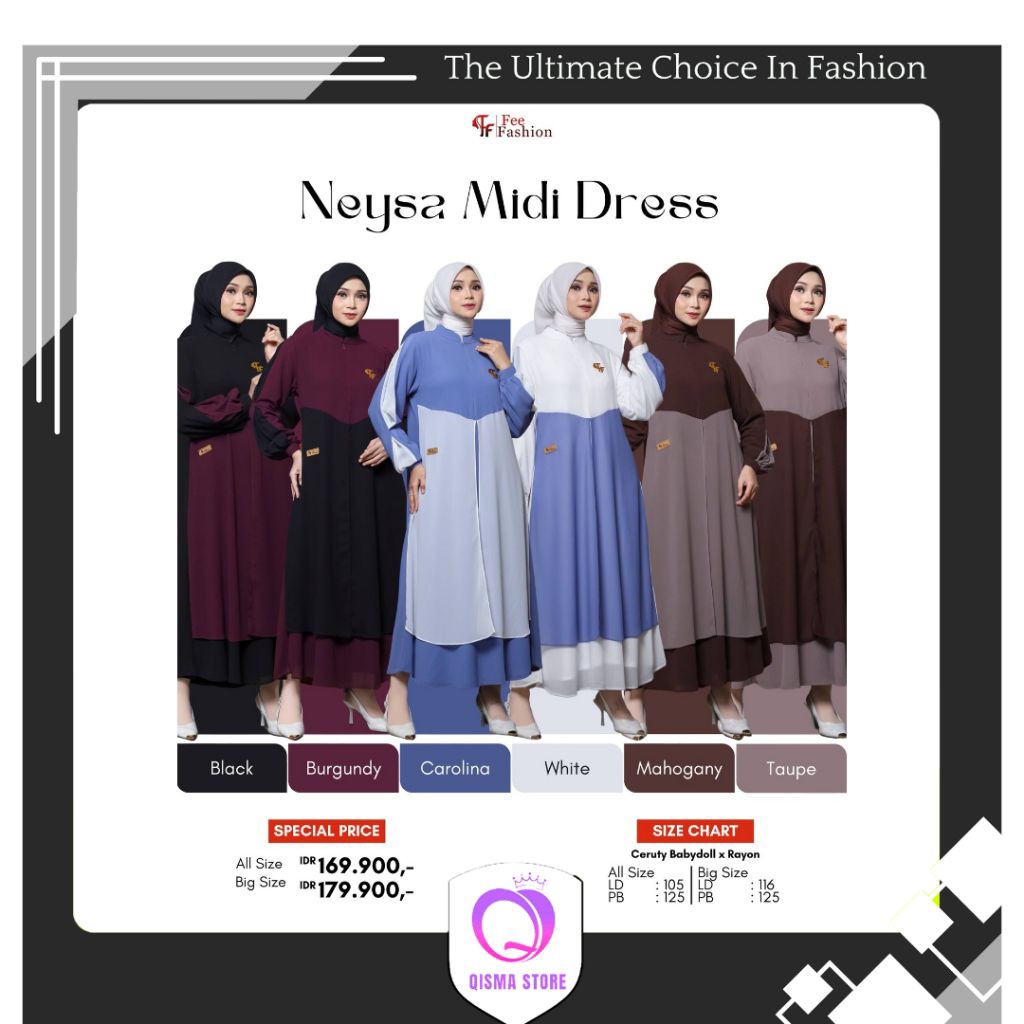 BEST PRICE// NEYSA MIDI DRESS VT FEE FASHION // QISMASTORE