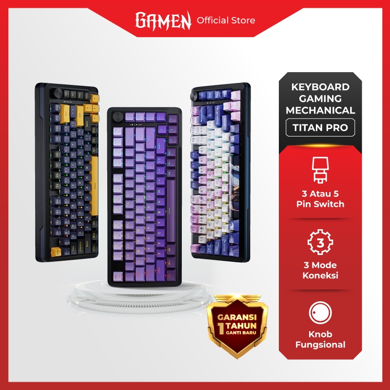 GAMEN Keyboard Mechanical Gaming Wireless 3 Mode Gasket Structure 81 Keys Titan Pro Silver Switch RG