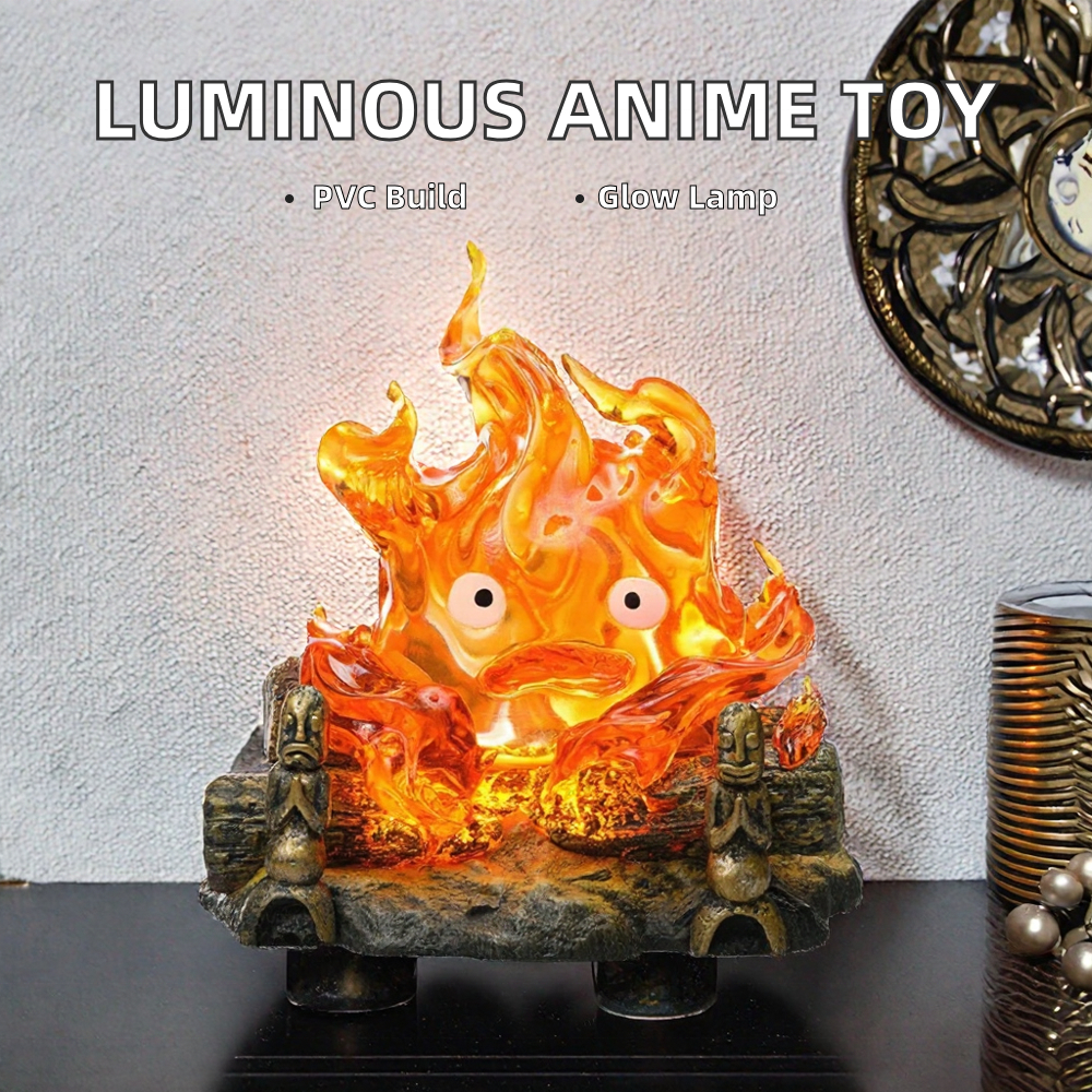 12CM Studio Ghibli Howl's Moving Castle – Calcifer Breathing Lamp Kustom Figur Anime PVC