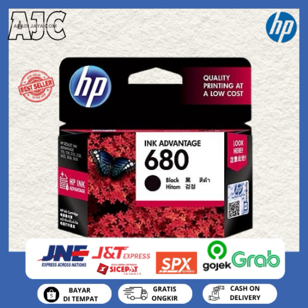 Tinta HP 680 Black for printer HP DeskJet 1110, 1115,  2130, 2135, 3630.