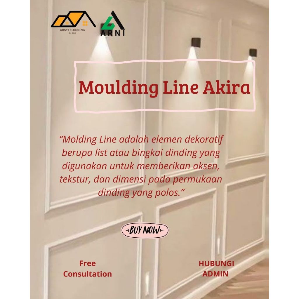MOULDING line akira warna putih dinding| WALL MOULDING PVC