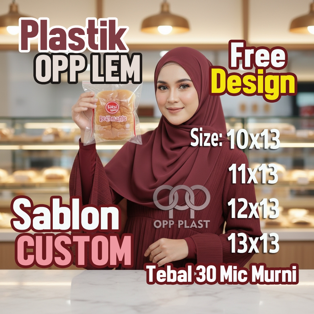 Plastik OPP LEM 10x13/11x13/12x13/13x13 Sablon | Tebal 30 micron