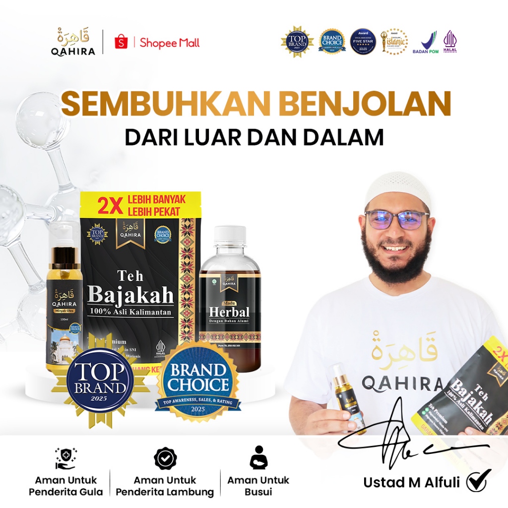 Qahira Obat Herbal Untuk Benjolan Leher Ketiak Kista Lipoma Aman Tanpa Efek Samping BPOM Halal