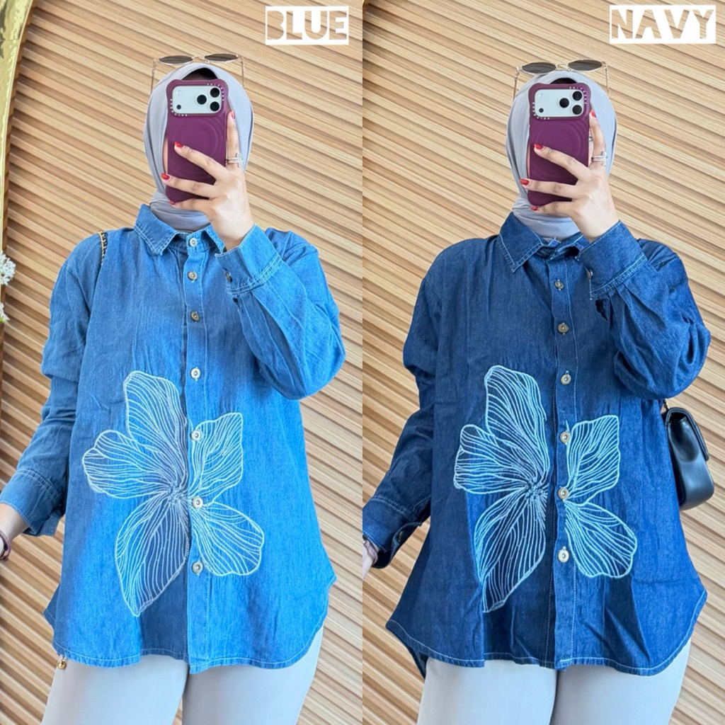 Atasan jeans Bordir