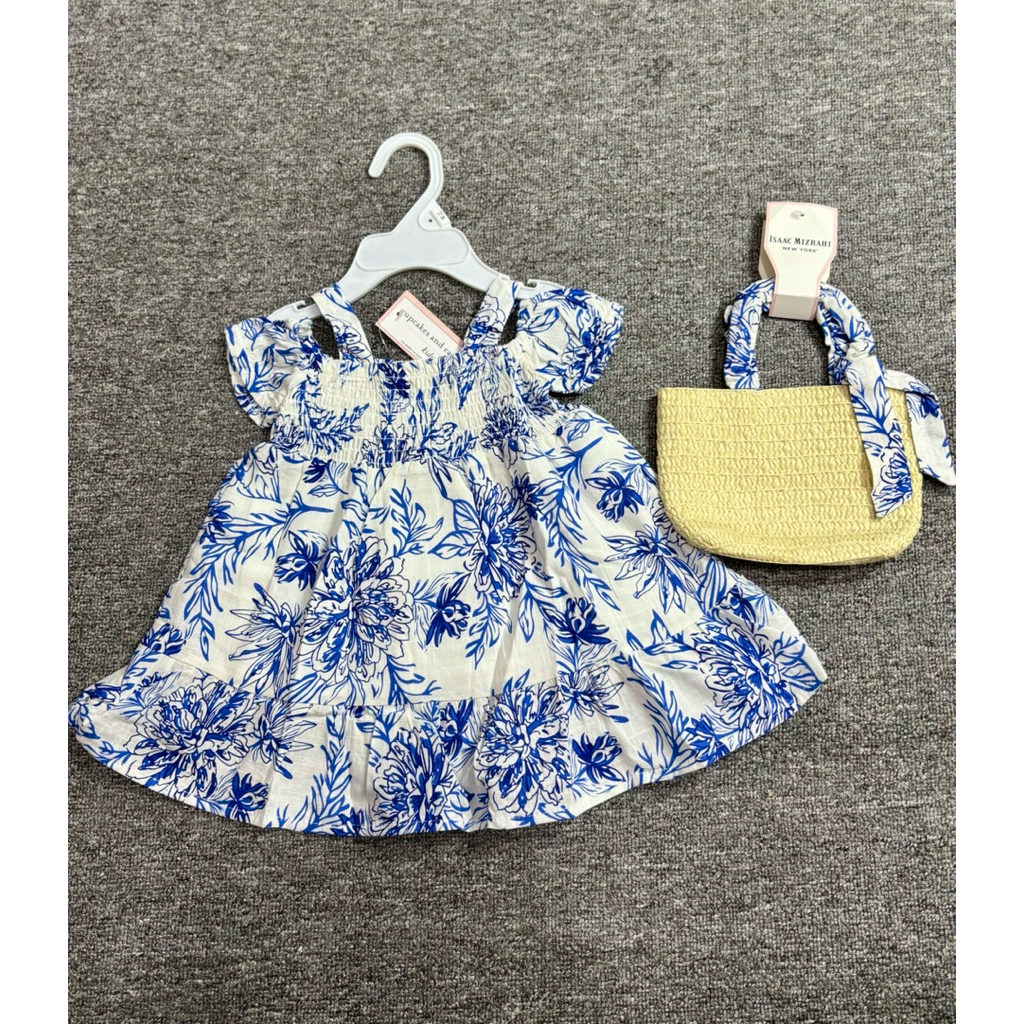 • BABYLURAIN • Dress Anak Sabrina Motif Bunga dengan Tas - ISAAC MIZRAHI