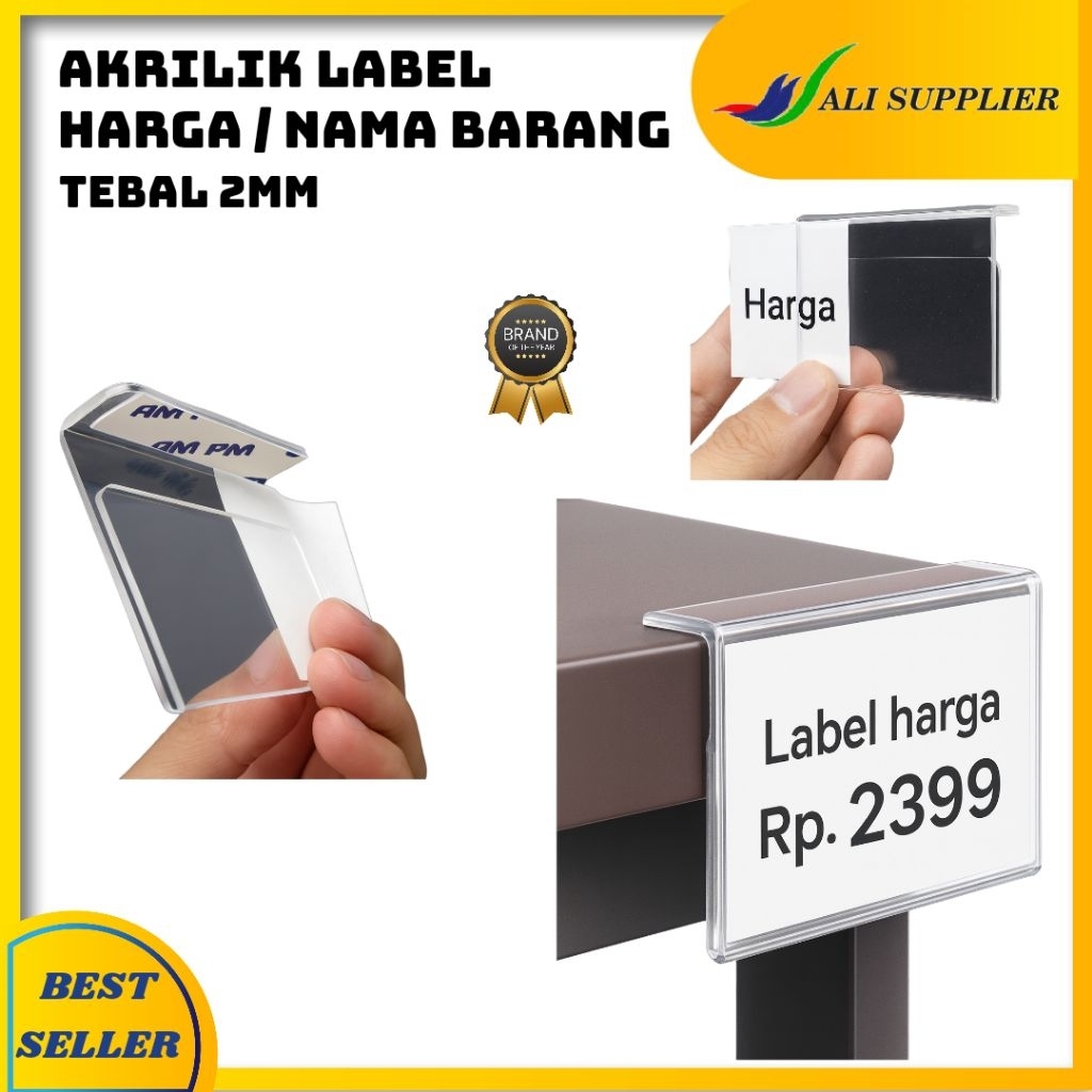 AKRILIK LABEL HARGA TEMPEL DIRAK / LABEL HARGA AKRILIK GANTUNG / NAME TAG PRICE TAG GANTUNG UNTUK BA