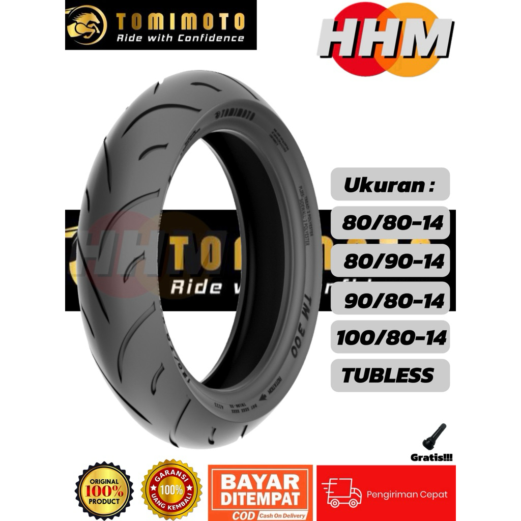TOMIMOTO TM300 80/80-14 80/90-14 90/80-14 100/80-14 120/70-14 140/70-14 TUBLESS