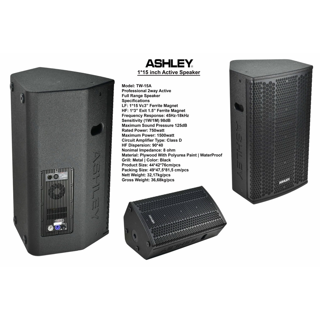 SPEAKER ACTIVE 15INCH ASHLEY BOX KAYU UNTUK MONITOR TW15A TW 15A ORIGINAL BERGARANSI RESMI ASHLEY