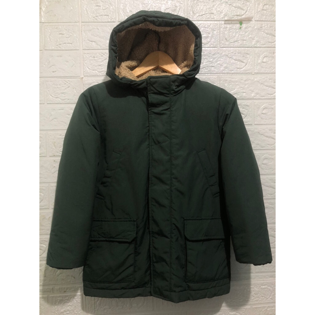 UNIQLO PARKA JAKET kids heat tech padded jaket green