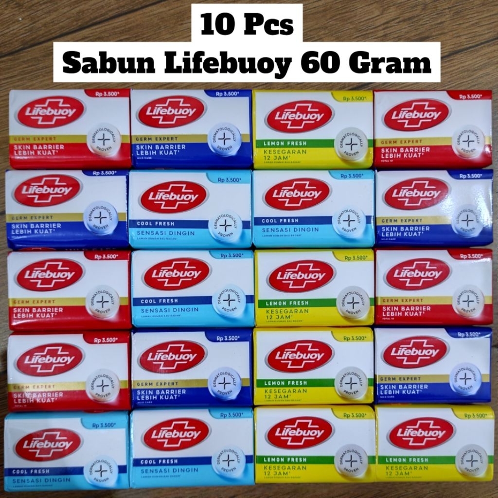 10 Pcs ] sabun mandi Lifebuoy 60 gram batangan