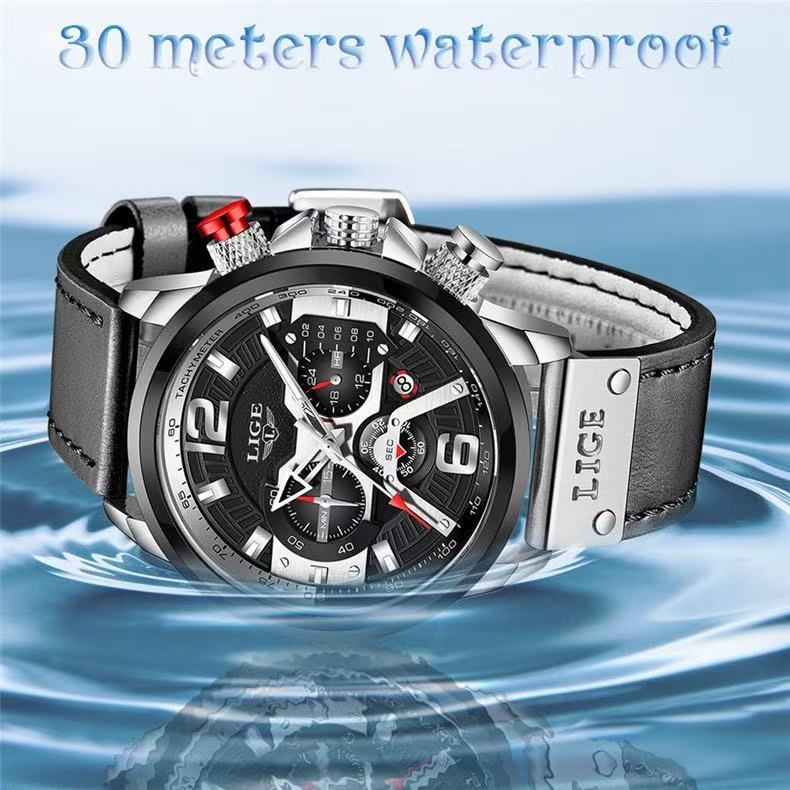 LIGE/Liger Men's Quartz Watch Multi functional Sports Watch Waterproof Watch
