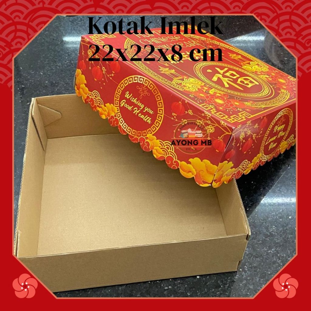KOTAK IMLEK 22X22X8CM / BOX HAMPER CNY 22X22X8CM / KOTAK KUE / BOX HAMPERS TOPLES 350GR