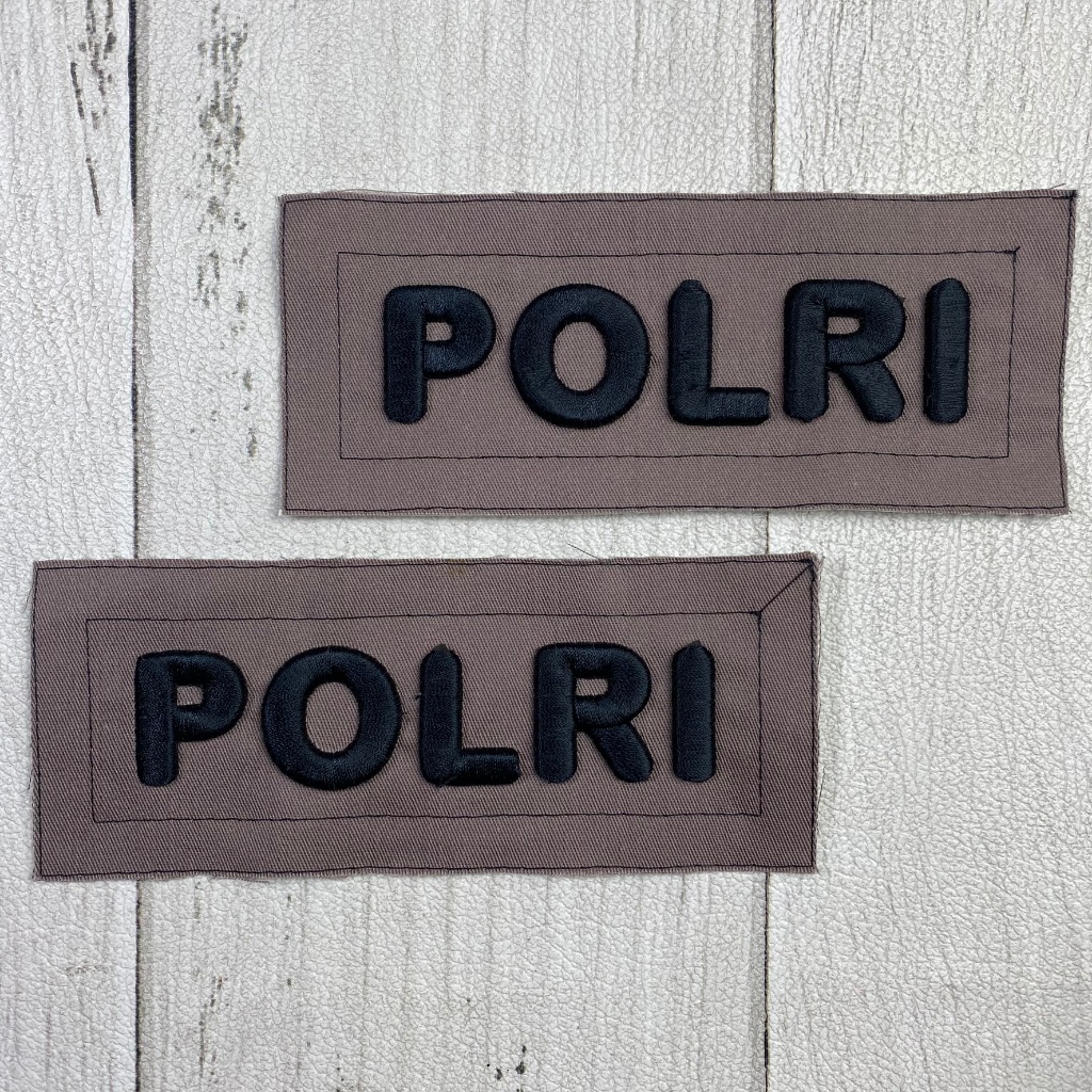 Bet Timbul POLRI Dada Cokelat Bordir Tulisan POLRI Timbul Atribut PDL POLRI Timbul 3D