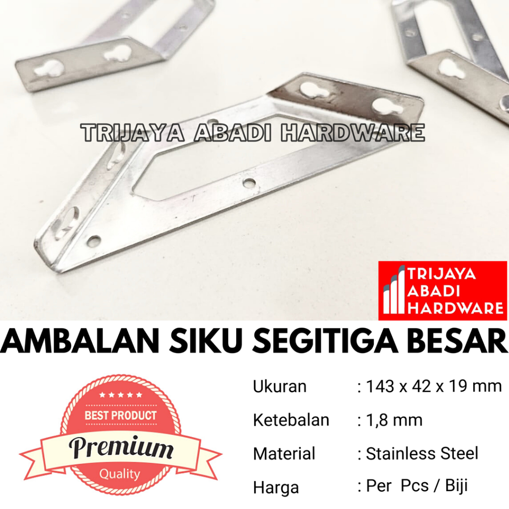 Ambalan Siku Segitiga L Bracket Sudut Besi Corner Konektor Lemari Penyangga Kayu