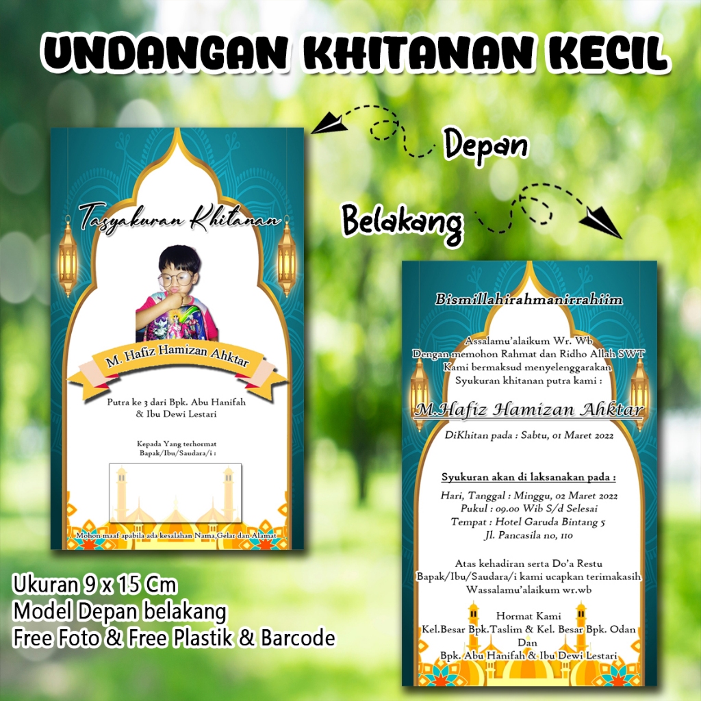 Undangan Khitan Kecil Custom Nama dan Foto ( 50 LEMBAR  ) Undangan Sunat