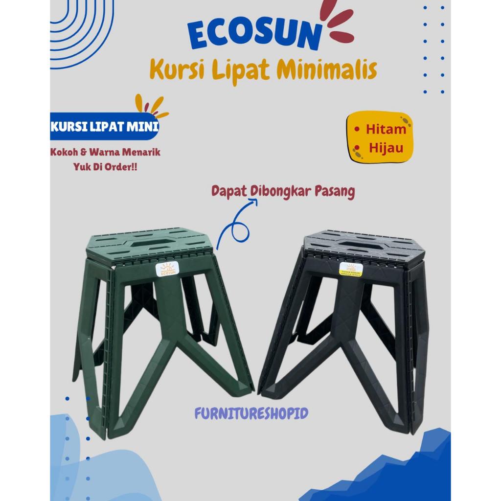 Ecosun - Bangku Duduk Lipat Modular Portable Plastik Kokoh Kursi Outdoor Serbaguna / Kursi Minimalis