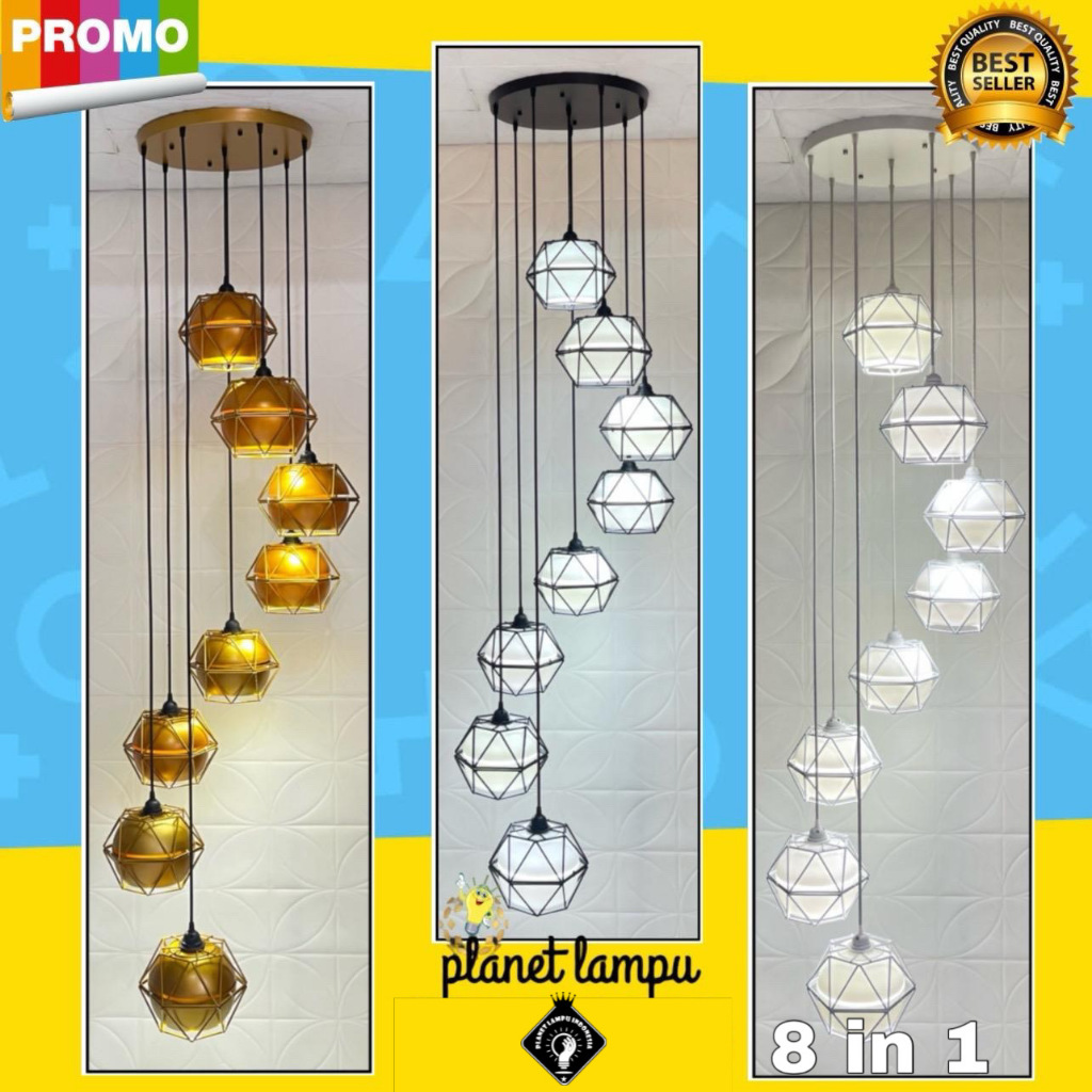 Lampu Gantung Hias Void 8 in 1 Minimalis Atas Tangga Modern bernuansa Vintage dan Klasik Sangat Coco