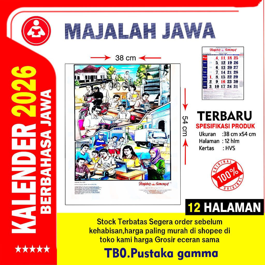 Kalender Jawa Dinding/Penjebar Semangat/Bonus Kalender