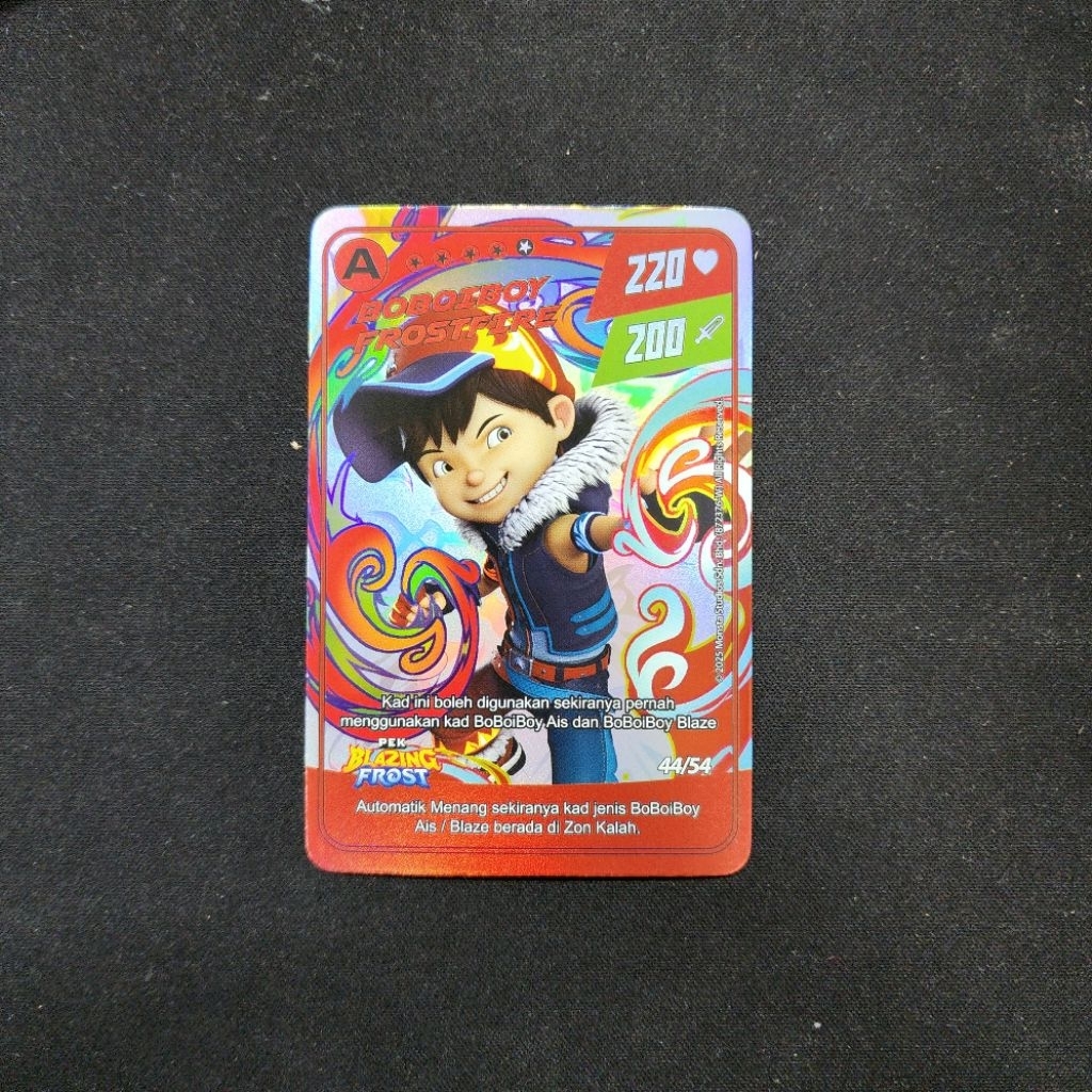Kartu Boboiboy Monsta Galaxy Card Malaysia - Boboiboy Frostfire 44/54 (A Rank Silver Card) Pek Blazi