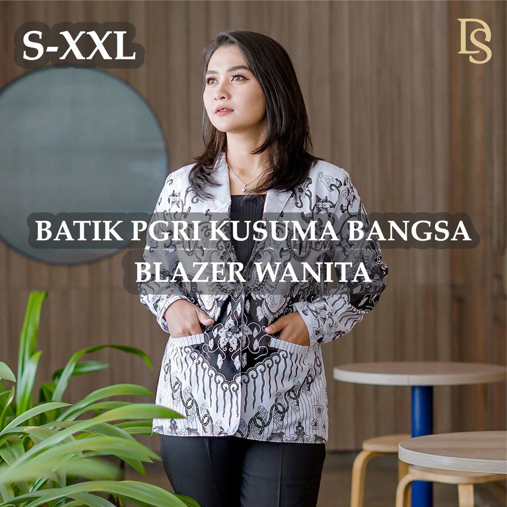 Batik PGRI Blazer Wanita Seragam Guru Resmi Nasional S-XXL Elegan Premium