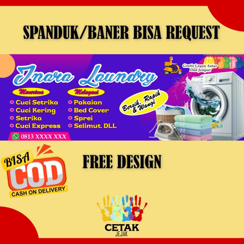SPANDUK / BANNER LAUNDRY UKURAN CUSTOM