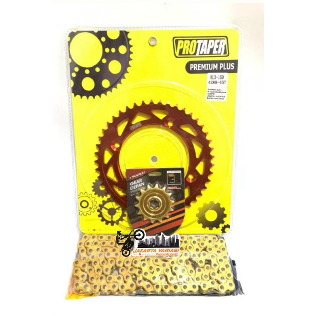 gear set crf 150l harian trabas supermoto gear protaper red & blue set ger depan dan rantai