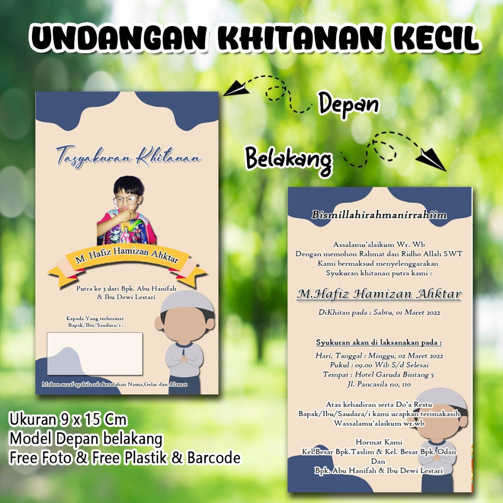 Undangan Khitan Kecil Custom Nama dan Foto Undangan Sunat KK05