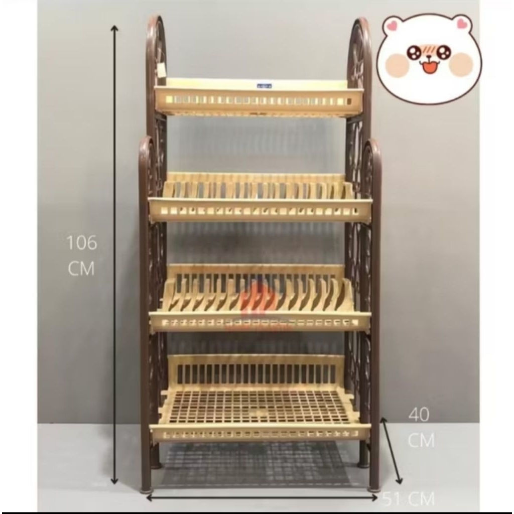 Rak Piring Lucky Star susun 4/ Mastro 4 Susun Rak Pinggan Plastik 4s Lucky Star 4 Tingkat Mastro