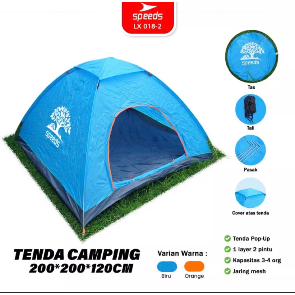 SPEEDS TENDA CAMPING 018-2 dome || speeds tenda camping hiking outdoor 018-2 kapasitas 2-3 orang