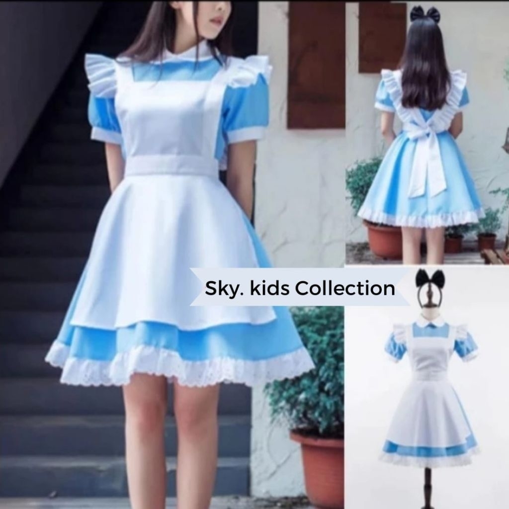 New Collection Kostum Cosplay Maid Blue Alice dan Mary//baju Alice//Kostum cosplay anak dan dewasa//