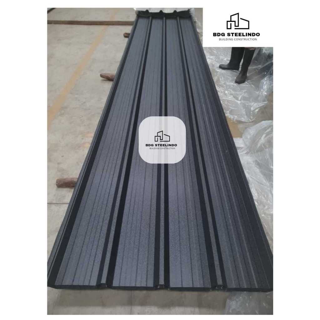 Pre order Spandek Hitam 0,4 kulit jeruk / Spandeck Atap kanopi Galvalum 0.4