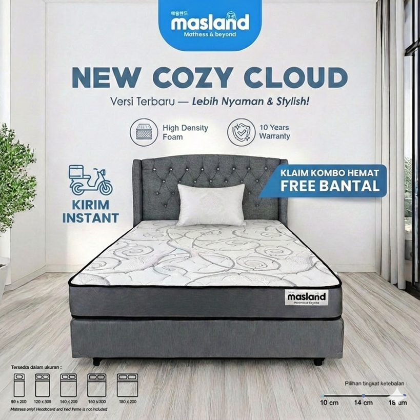[INSTANT] Kasur Busa 20cm| Masland Cozy Cloud 90x200 - 180x200 | FREE BANTAL | KASUR BUSA BAGUS | KA