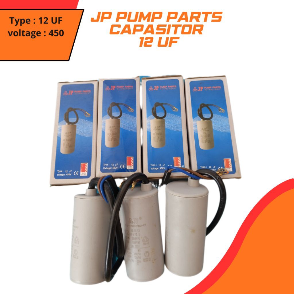 Kapasitor 12uF 450V JP Pump Parts Kapasitor Pompa Air Mesin Cuci 1 kapasitor kabel