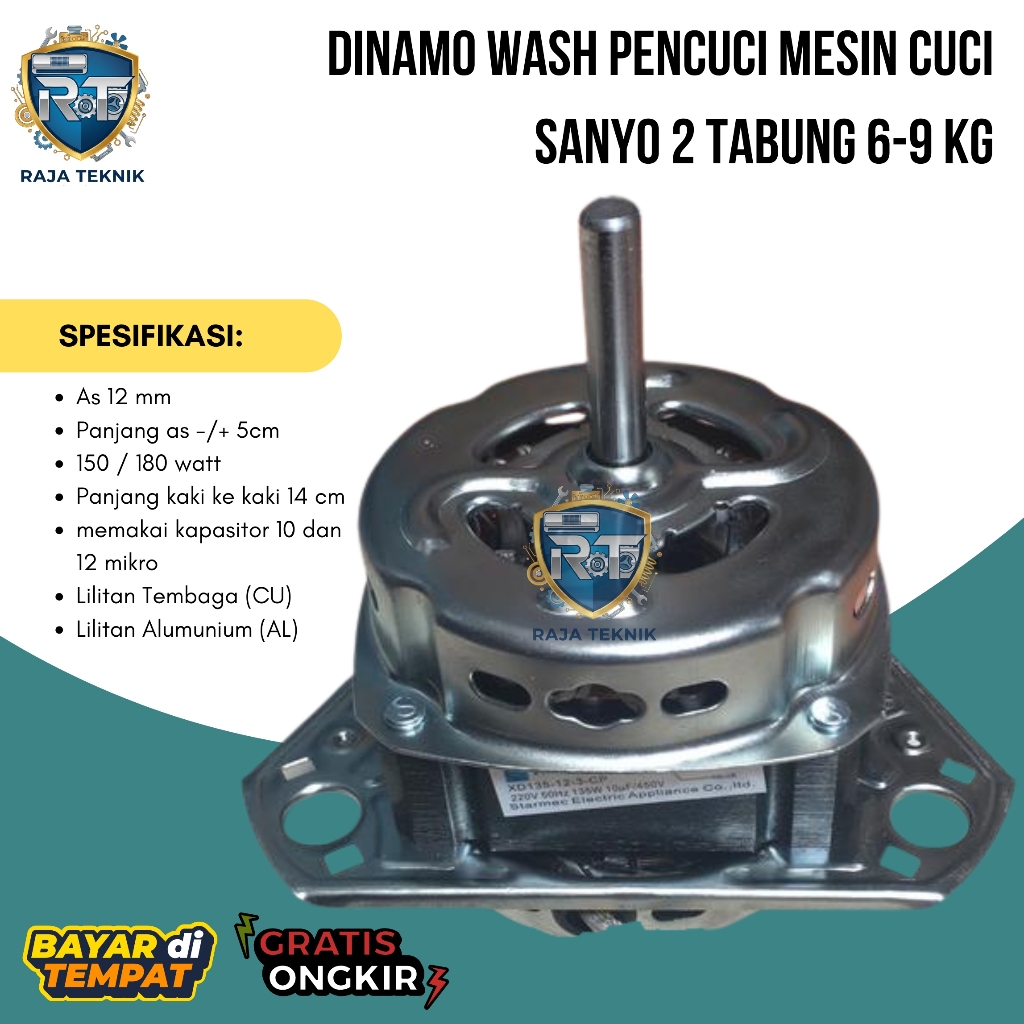 Dinamo Wash Pencuci Mesin Cuci Sanyo 2 Tabung 6-9 Kg